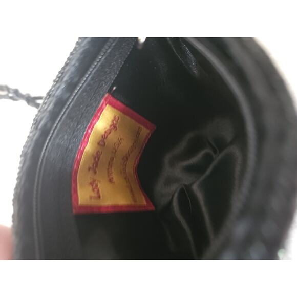 LADY JADE BLACK/RAINBOW IRRIDESCENT BEADED SMALL VINTAGE CROSSBODY PURSE BAG - Picture 7 of 9